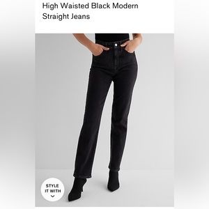 Express High Waisted Black Modern Straight Jeans